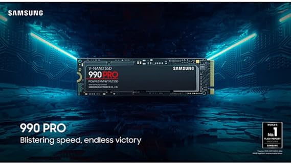 SAMSUNG Samsung 990 PRO 2TB, 3-bit TLC V-NAND, M.2 (2280), NVMe 2.0, R/W(Max) 7,450MB/s/6,900MB/s, 1,400K/1,550K IOPS, 1200TBW,