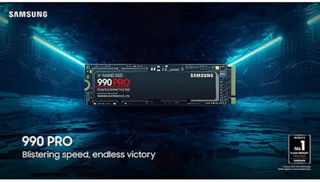SAMSUNG Samsung 990 PRO 2TB, 3-bit TLC V-NAND, M.2 (2280), NVMe 2.0, R/W(Max) 7,450MB/s/6,900MB/s, 1,400K/1,550K IOPS, 1200TBW,