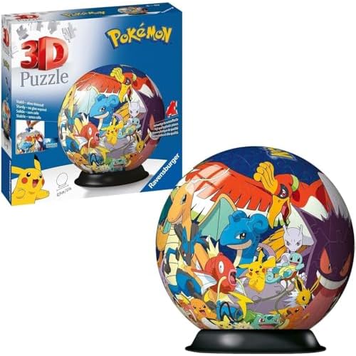 Ravensburger 3D Puzzle 11785 - Puzzle-Ball Pokémon - Puzzleball aus dreidimensionalen Puzzleteilen - für große und kleine Pokémon Fans ab 6 Jahren