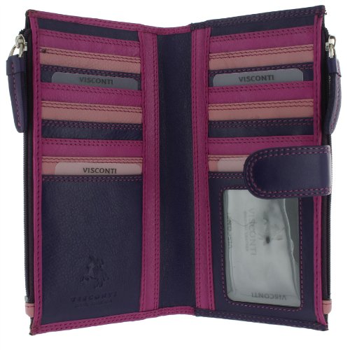 Porte-monnaie en cuir Visconti Rainbow RB100 compact coloré avec blocage RFID