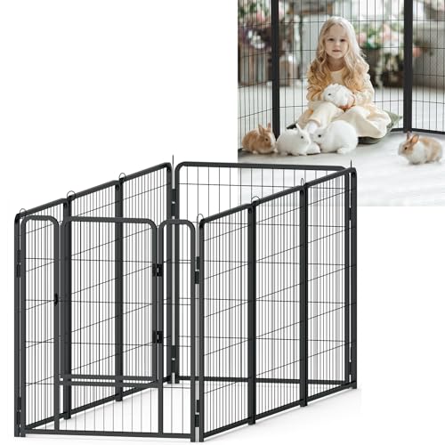 YUENFONG 8 Pezzi Recinto per Cuccioli Recinto di Gioco per Cuccioli 80cm di Altezza, Recinto di Gioco per Cani Recinto per Cani con Porta, per Cani Conigli Animali Domestici (XL, 528x65x80cm)