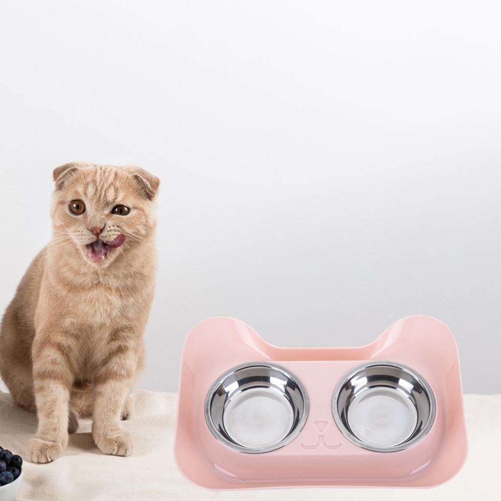 Amazon Co Jp B Baosity 猫用ボウル 2つのボウルを備えた独立したペットフィーダー 小型犬用猫用ボウル水食用給餌ボウルこぼれ防止食品ディスペンサー ピンク Pet Supplies