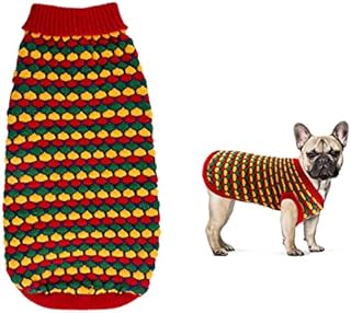 Turtleneck Dog Jumper, Warm Puppy Sweater for Medium, Large Dogs Winter Polka Dots Knitted Dog Pullover Soft Dog Clothes Vest for Pet Autumn, Winter Outfit for Welsh Corgi, Beagles (L)