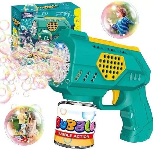 Brinquedo Bolhas De Sabão Automática Pistola De Sabão Lança Bolhas Com Luz Leve E Portátil (AZUL)