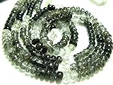 LKBEADS Black Rutile Smooth Shaded ROndelles- 13' Strand -Stones measure -5mm