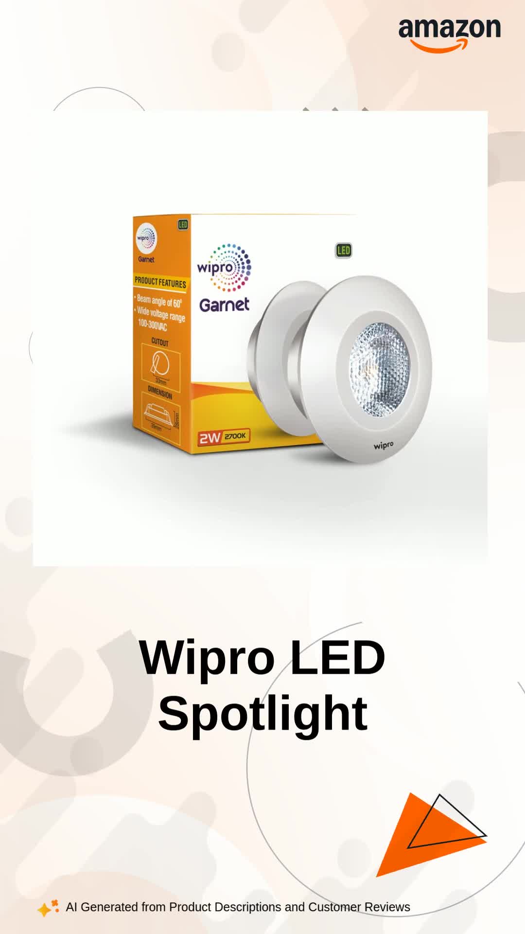 wipro Polycarbonate Garnet 2W LED Integrated Spotlight|Warm White