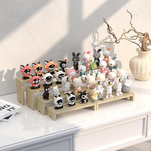 Image of 2 Set Wooden Tiered Risers Display Stands for Vendor Events,Stackable Wood Cupcake Display Stand,Farmhouse Decor Wood Dessert Table Display Set,Vendor Booth Display Items,Food Display Risers for Party
