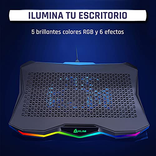 KLIM-Rainbow-Base-Refrigeradora-Portatil-RGB-11-a-17-Refrigerador-Portatil-Gaming-Ventilador-USB-Estable-y-Resistente-Base-de-Aluminio-Gran-compatibilidad-Nueva-2022