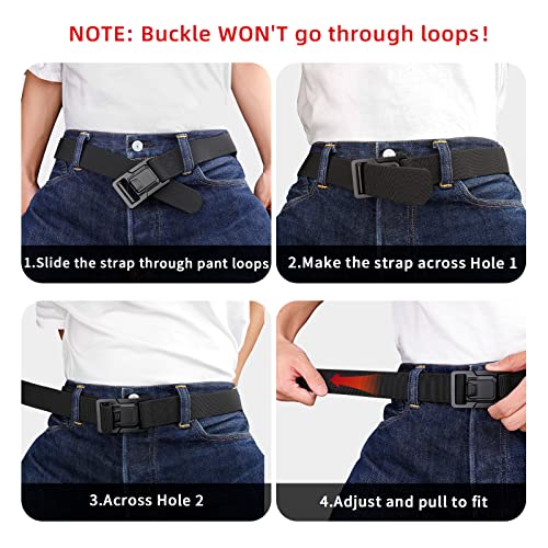 Ruilaibo Stretch Belt For Men Tactical Elastic Webbing Work Belts Nylon Adjustable Heavy Duty Quick Release Upgrade Black Buckle #TOP2