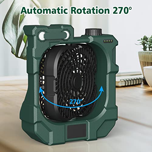 Camping Fan - Rechargeable Camping Fans for Tents Battery Operated Work as Power Bank - USB Fan Camping With LED Light & 270° Auto Rotation - Portable Fan for Camping Outdoor Travel Picnic Fishing - Image 3