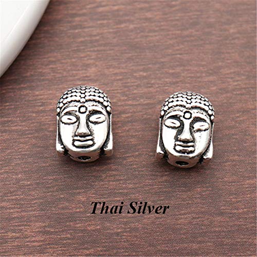 Colares S925 Acessórios de Prata Contas de Cabeça de Buda Ornamento de Meditação Feito à Mão Joias D