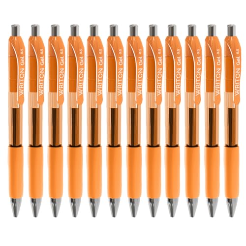 Bolígrafos Gel Retráctiles Writon, Punta 0.5mm, Tinta Naranja, 12 unidades miniatura 1