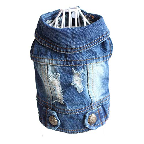 TENGZHI Stylish Dog Jean Jacket Denim Pet Clothes Costume Shirts Cute Puppy Winter Coat Cat Apparel Dog Outfits for Small Medium Dogs Boy Girl (XS, Blue Lapel)