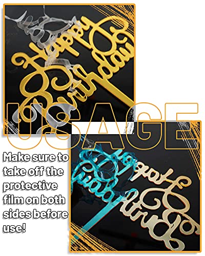 18 Pcs Gold Happy Birthday Acrylic Cake Decoration, Double-Sided Glitter Of Birthday Cake Topper For Children Or Adults #TOP4