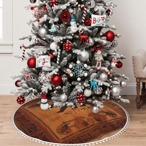 Jupe de sapin de Noël double couche à pompons pour protéger le sol - 8
