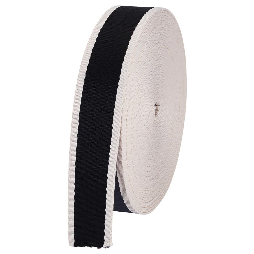 AHANDMAKER 12.5 Yards Gurtband Strapazierfähig Gestreift 1.5 Zoll Schwarzes Band Flache Gurtbänder Für Taschengriffe Taschenriemen Tragetasche Stoffgürtel Kunst Und Handwerk