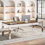 Tribesigns 78.7' Extra Long Computer Desk, Two-Person Desk Large Executive Office Table with Mirrored Metal Legs, Double Long Writing Study Table Workstation for Home Office
