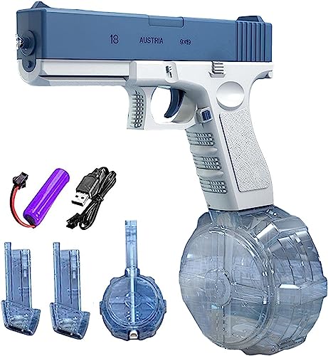 Pistola ad acqua elettrica, 434 CC + 2 x 58 CC potente, a lunga portata di 8 – 10 metri, giocattolo acquatico per feste estive per bambini e adulti