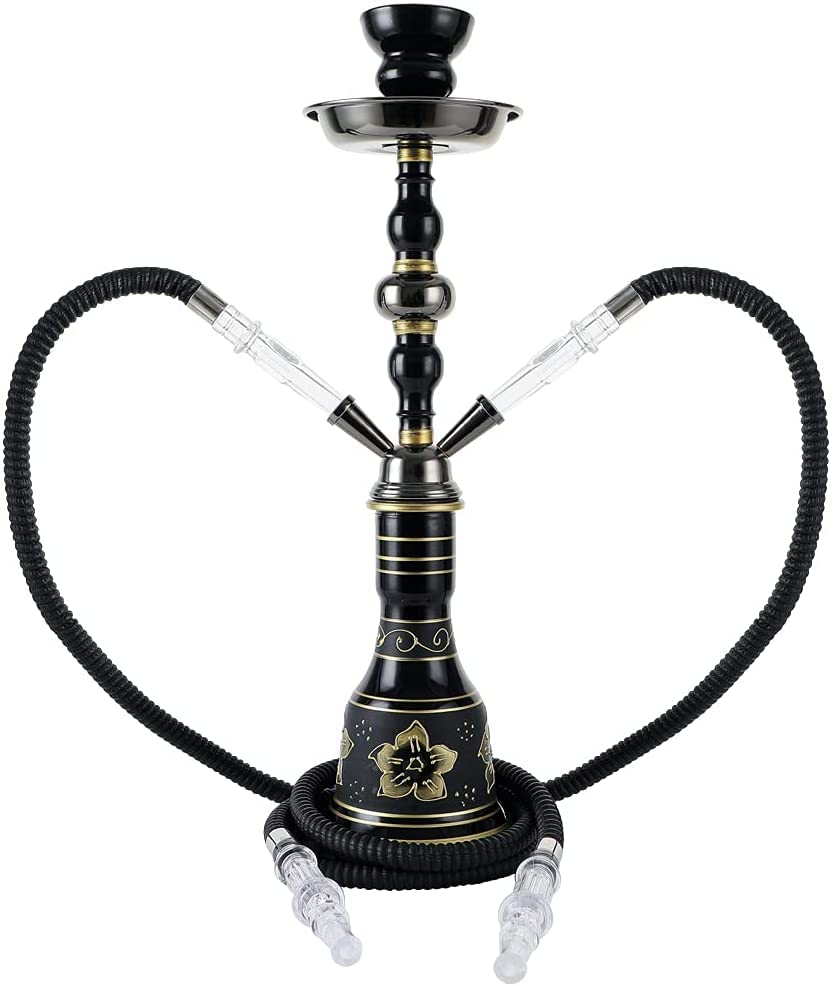 LSZ Shisha-Set Retro-Stil-Haken-Set, 2 Schlauchhuka for 1-2 Personen, Glasvase, Aschenbecher und Keramikschale, Hukah… – Bild 7