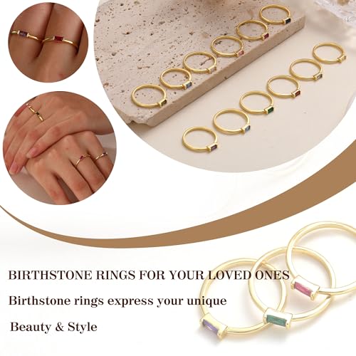 Bagues délicates plaquées or 14 carats avec gemme mensuelle