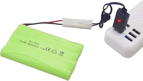 Miniatura 3 de AA 9.6V 2800mAh Batería recargable con enchufe Tamiya y cable de carga USB adecuado para coches de juguete RC, camiones, tanques, vehículos de