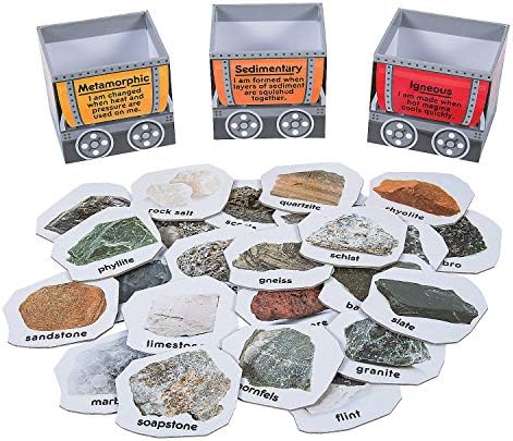 Fun Express Types of Rocks Sorting Boxes - 39 Pieces - Educational and Learning Activities for Kids