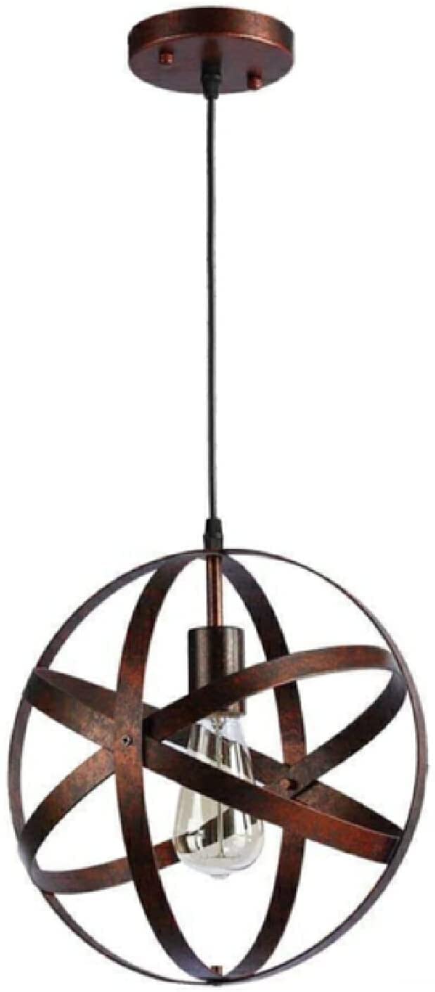 Daoke Chandelier, Industrial Metal Chandelier Kitchen Spherical Chandelier Restaurant Farmhouse Entryway Corridor Decoration (Color : Red Rust)