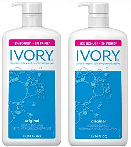 Ivory Body Wash with Pump, Original, 34 Ounces (Pack of 2)