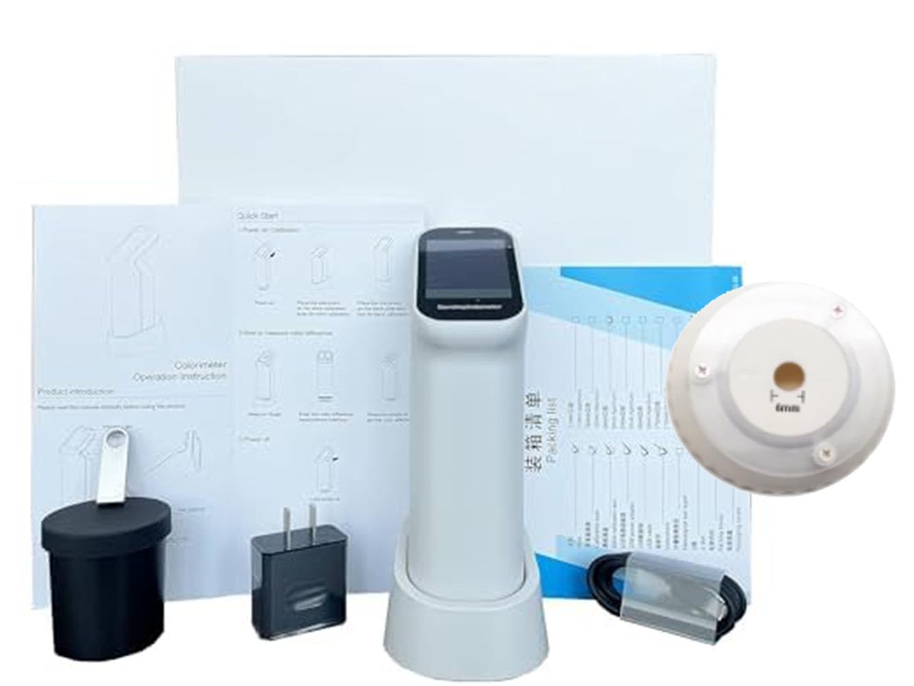 Portable Colorimeter Color Meter Touch Screen Colorimeter for Coating Ceramic Plastic Paint Measurement with Aperture 6mm Visual Observation Method D/8 SCI Observer 2° 10°