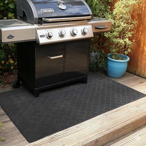 Nicoman Large Under Grill Mat BBQ & Fire Pit Mat Heavy Duty Non Slip Waterproof Floor Protector Heat & Oil Resistant Outdoor Mat for Patio Garden & Decking 120cm x 90cm (4x3ft)