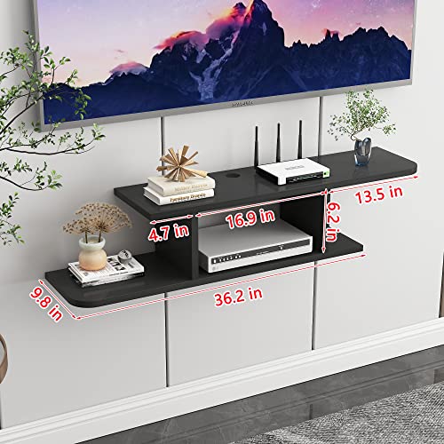 Bijun Floating Tv Shelf Wall Mounted, Media Console Router Dvd Shelves, For Ps4/Cable Box/Dvd Players/Game Console Streaming Media Equipment #TOP3