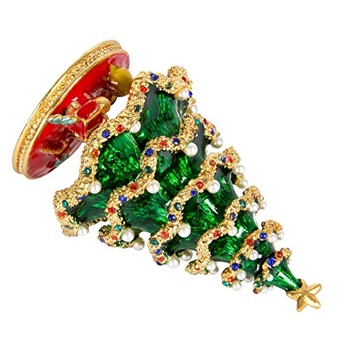 Qifu-Hand Painted Enameled Christmas Tree Decorative Hinged Jewelry Trinket Box Unique Gift For Home Decor #TOP1