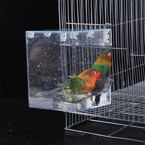 Dranvosk Hanging Bird Bath for Cage | Parrot Bath Bird Shower with Secure Hook | Bird Cage Accessories for Parakeets Small Medium Birds