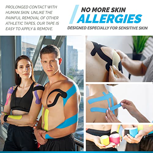 Sports Tape Athletic Kinesiology Tape Waterproof - Latex Free, Hypoallergenic Athletic Tape (16Ft Uncut Roll) | Perfect For Any Activity - For Body, Shoulder, Joints, Injury & Muscles-[Blue] #TOP2