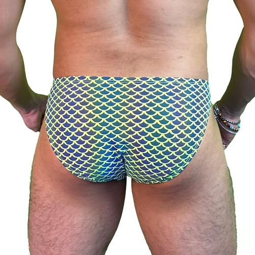 Party Swimmers Mens Swimwear and Party Briefs, Neon Flash Reflective Material, Brief and Bikini Cut, Hidden Zipper Pocket4