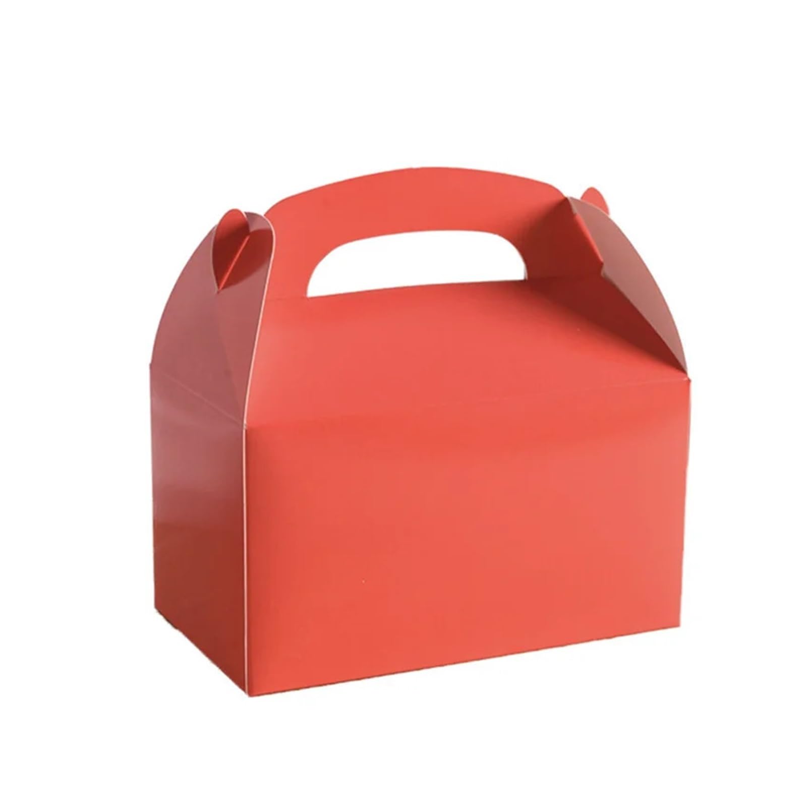 Lot de 48 boîtes de fête pliantes en papier kraft avec poignée - Marron - Boîtes à bonbons - Emballage cadeau (rouge)