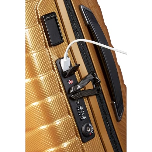 Image of Samsonite Proxis Global Carry-On Hardside Luggage with Dual Spinner Wheels, Airline Approved - Innovative Roxkin Lightweight Shell With Ultimate Durability- TSA Lock, Telescopic Handle - Honey Gold