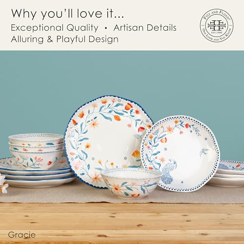 Fitz-and-Floyd-Gracie-Floral-12-Piece-Dinnerware-Set-Service-for-4 Fitz and Floyd Gracie Floral 12 Piece Dinnerware Set Service for 4