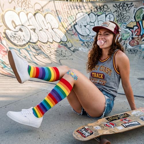 Image of American Trends Women's Knee High Socks, Novelty Holiday Printed Tall Tube Socks, Casual & Party Athletic Sports Stockings