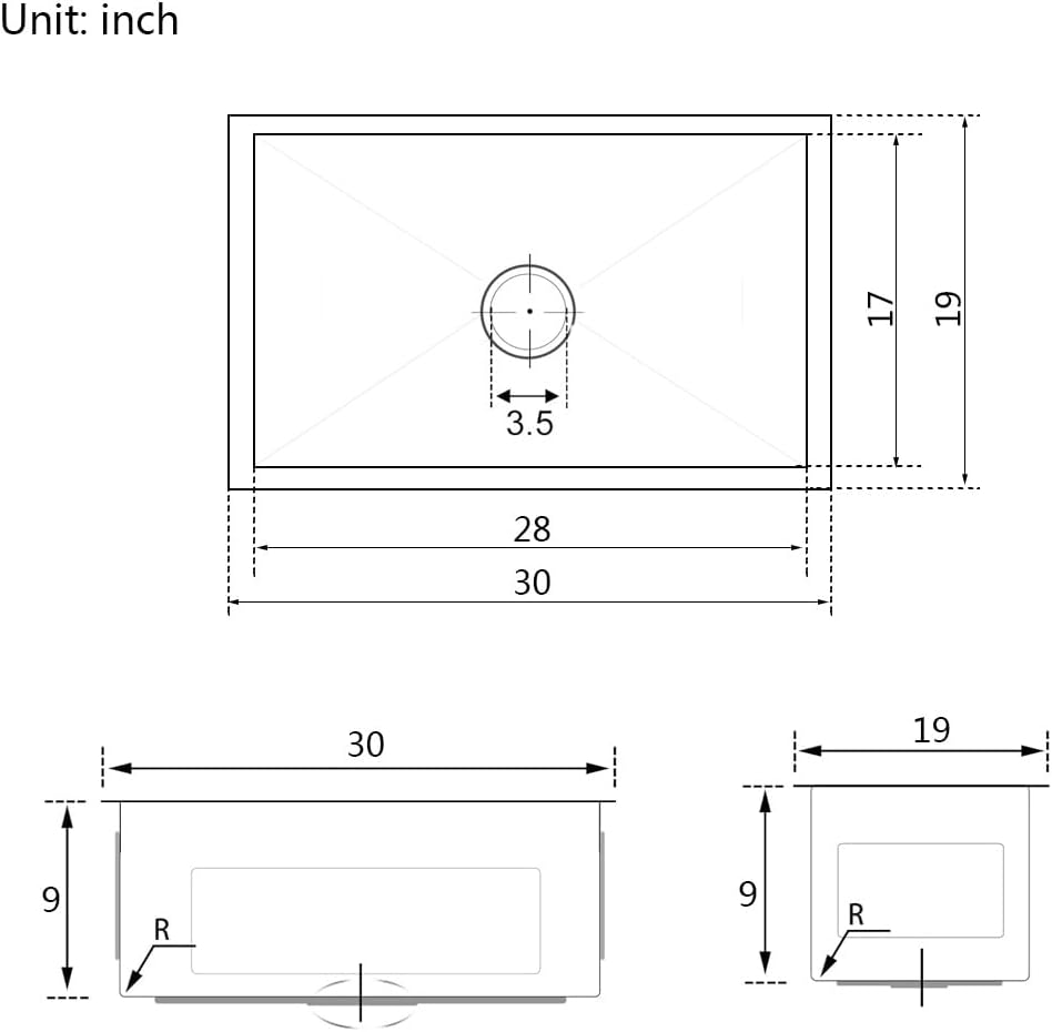 30 x 19 Inch Undermount 304 Stainless Steel Kitchen Sink, Deep Single Bowl Workstation Sink, Multifunctional Integrated Ledge One Basin Handmade Kitchen sink with Accessories