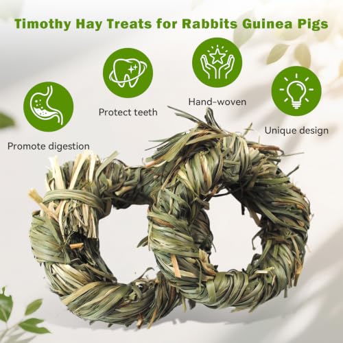 Image of 6PCS Timothy Hay Toy for Rabbits Bunny Chew Toys for Teeth Timothy Hay Rings for Small Animals Guinea Pigs Chinchillas Hamsters Bunnies Digestion Care