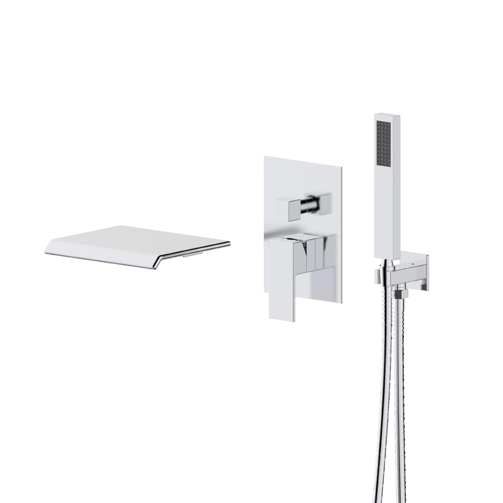 NZPOST Waterfall Bath Shower Mixer Tap Grey Bathtub Taps with Shower Mixer Shower Head and Hose Set for Ba