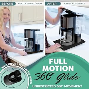 360kitchenapplianceslidingtrayanelegantslidingappliancecaddythatofferstotalcountertoporganizationaccessyourcoffeemakerorheavyappliancewiththeslideofafinger  Urban Country Home Decor 360 kitchen appliance sliding tray an elegant sliding appliance caddy that offers total countertop organization access your coffee maker or heavy appliance with the slide of a finger  urban country home decor