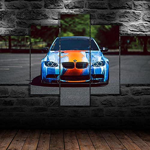 Papier peint voiture modifiée en 5 parties - Toile colorée HD 150x80cm