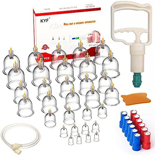 MJXlfy Cupping Set, 32 Pcs Cupping Kit, Professional Chinese Cupping Therapy, Cupping Therapy Sets with Vacuum Pump, Cups for Massage, Back Pain Relief & Cellulite Reduction