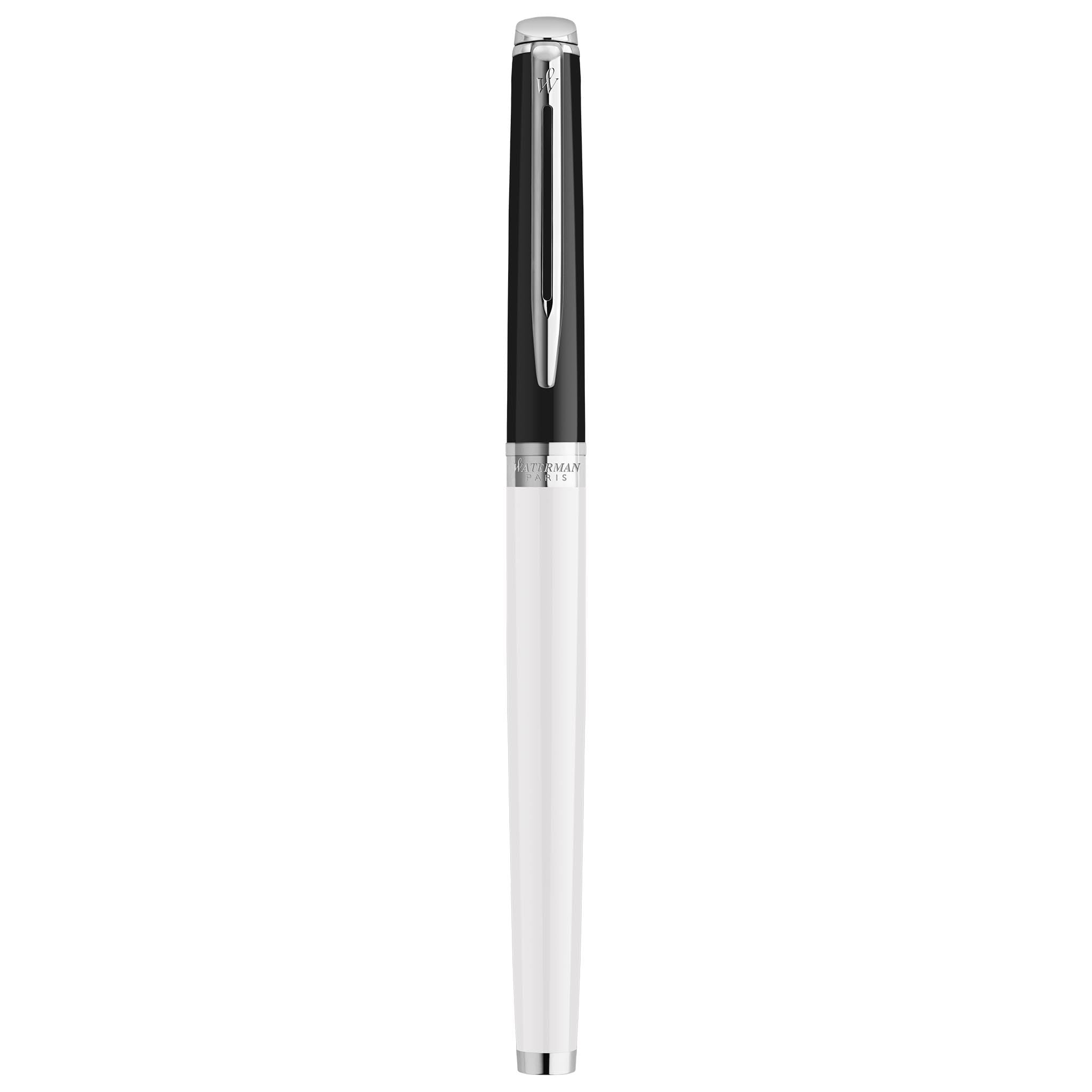 Waterman Hémisphère Roller con incisione – Strumento di scrittura di lusso personalizzato – Elegante penna da scrittura come idea regalo per donna e uomo, inchiostro blu (BLOCK BLACK&WHITE)