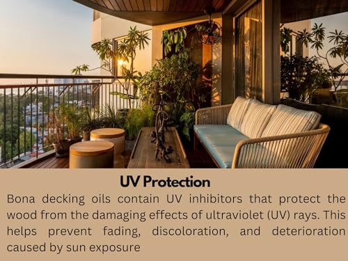 Image of Bona Decking Oil Neutral Shade (750 ml)(26 oz) Specially Designed for Outdoor Wood Oil for Decks, Patios & Outdoor Furniture | Weather-Resistant, Protective, Enhances Natural Wood Grain