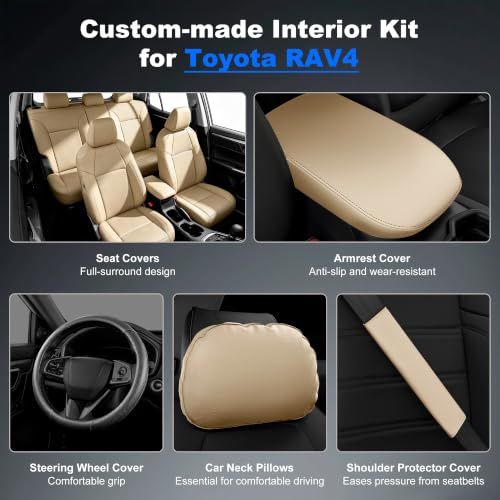 Image of AOMSAZTO Custom Fit Seat Covers for Toyota RAV4 2019-2025 Front&Rear Kit
