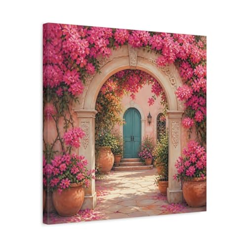 Toile bougainvillier rose decoration salon impressionniste 50x50