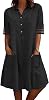 utcoco Denim Dress for Women 2025 Casual Tulle Short Sleeve Button Jean Midi Dress with Pockets
